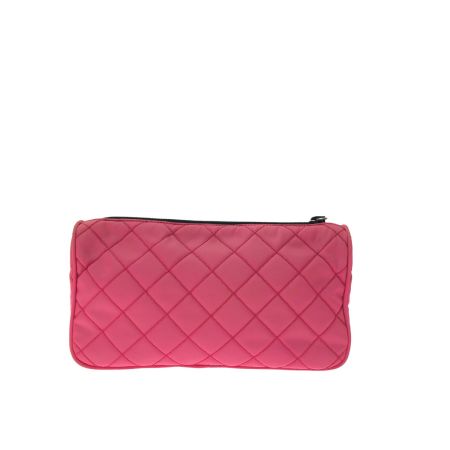  PRADA プラダ レディース コスメポーチ 化粧ポーチ ナイロン キルティング 三角ロゴ MV599 ショッキングピンク