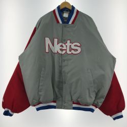 ▼▼ HARD WOOD CLASSICS Nets スタジャン SIZE 3XL グレー x レッド x ブルー Bランク