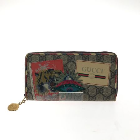  GUCCI グッチ レディース長財布 ラウンドファスナー GGスプリーム クーリエ ラウンドジッピー タイガー 473909 ベージュ