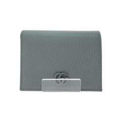 ▼▼ GUCCI グッチ レディース 二つ折り財布 コンパクトウォレット ダブルG プチマーモント  456126 グレー Aランク