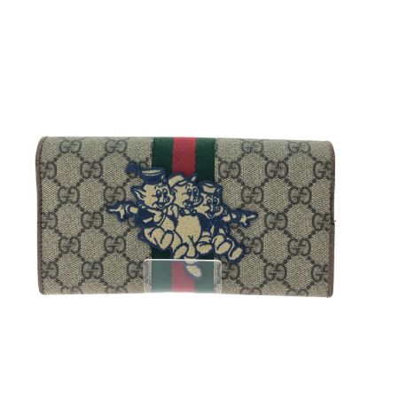  GUCCI グッチ レディース 長財布 GGスプリーム シェリーライン ディズニーコラボ 3匹の子豚 357803 ベージュ