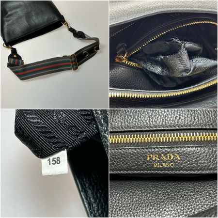  PRADA プラダ ショルダーバッグ ヴィッテロフェニックス 布袋付 1BE057 ブラック