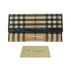 ▼▼ BURBERRY バーバリー レディース 二つ折り長財布 Wホック ノバチェック コンチネンタルウォレット ベージュ Bランク