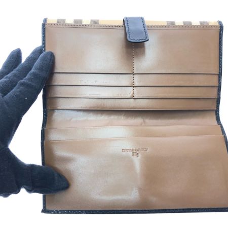 BURBERRY バーバリー レディース 二つ折り長財布 Wホック ノバチェック コンチネンタルウォレット ベージュ