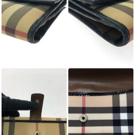  BURBERRY バーバリー レディース 二つ折り長財布 Wホック ノバチェック コンチネンタルウォレット ベージュ