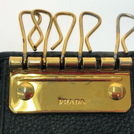 PRADA プラダ ユニセックス 6連キーケース 1カ所欠品 レザー ブラック