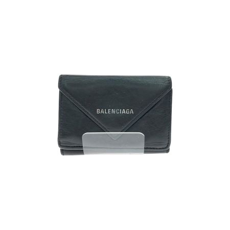  BALENCIAGA バレンシアガ レディース 三つ折り財布 コンパクトウォレット ペーパーミニ  ブラック