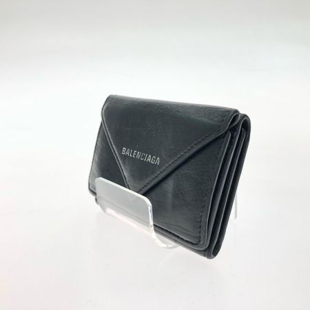  BALENCIAGA バレンシアガ レディース 三つ折り財布 コンパクトウォレット ペーパーミニ  ブラック