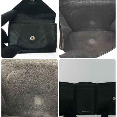  BALENCIAGA バレンシアガ レディース 三つ折り財布 コンパクトウォレット ペーパーミニ  ブラック