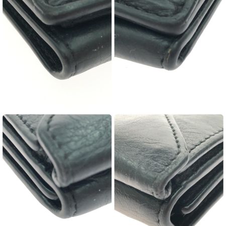  BALENCIAGA バレンシアガ レディース 三つ折り財布 コンパクトウォレット ペーパーミニ  ブラック