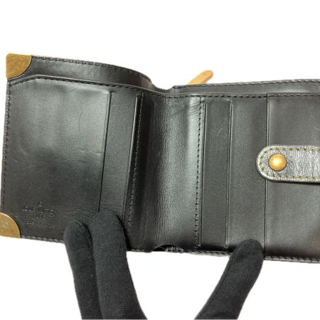  LOUIS VUITTON ルイヴィトン レディース 二つ折り財布 コンパクトジップ スハリ M91828 ブラック