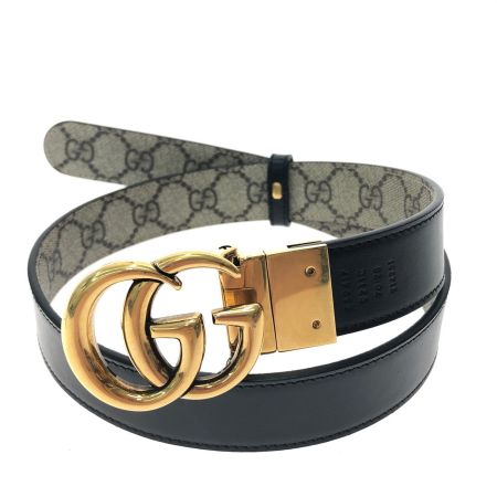  GUCCI グッチ レディース リバーシブルベルト GGスプリーム キャンバス 67-73cm ベージュ＆エボニー