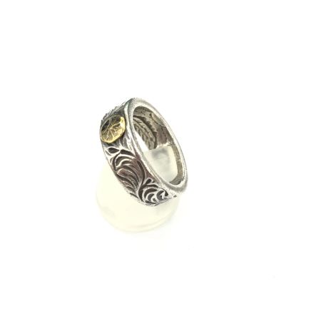  STUDIO T&Y ユニセックス シルバーアクセサリー KARAKUSA Ring ゴールドポイント 14.5号 10.3g