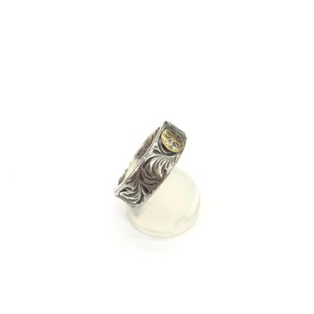  STUDIO T&Y ユニセックス シルバーアクセサリー KARAKUSA Ring ゴールドポイント 14.5号 10.3g