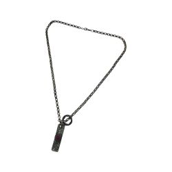 ▼▼ STUDIO T&Y ユニセックス シルバーネックレス SV925 シルバープレート 赤石 38.2g Bランク