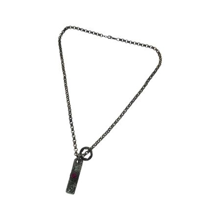  STUDIO T&Y ユニセックス シルバーネックレス SV925 シルバープレート 赤石 38.2g