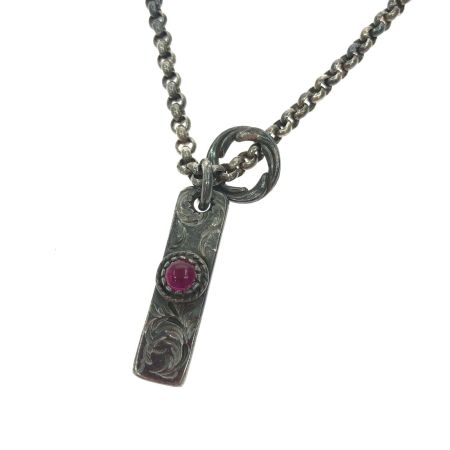  STUDIO T&Y ユニセックス シルバーネックレス SV925 シルバープレート 赤石 38.2g