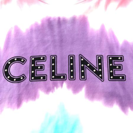  CELINE セリーヌ スタッズロゴプリントルーズ Tシャツ マルチカラー SIZE XS
