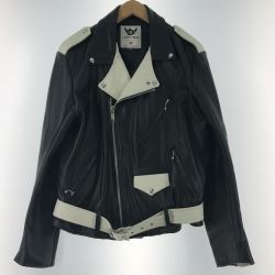 ▼▼ 666 ウエストベルト付き ライダースジャケット レザージャケット SAIZE S ブラック Bランク