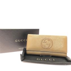 ▼▼ GUCCI グッチ レディース 長財布 ソーホー インターロッキングG GG 282414・2184 カーキ Bランク