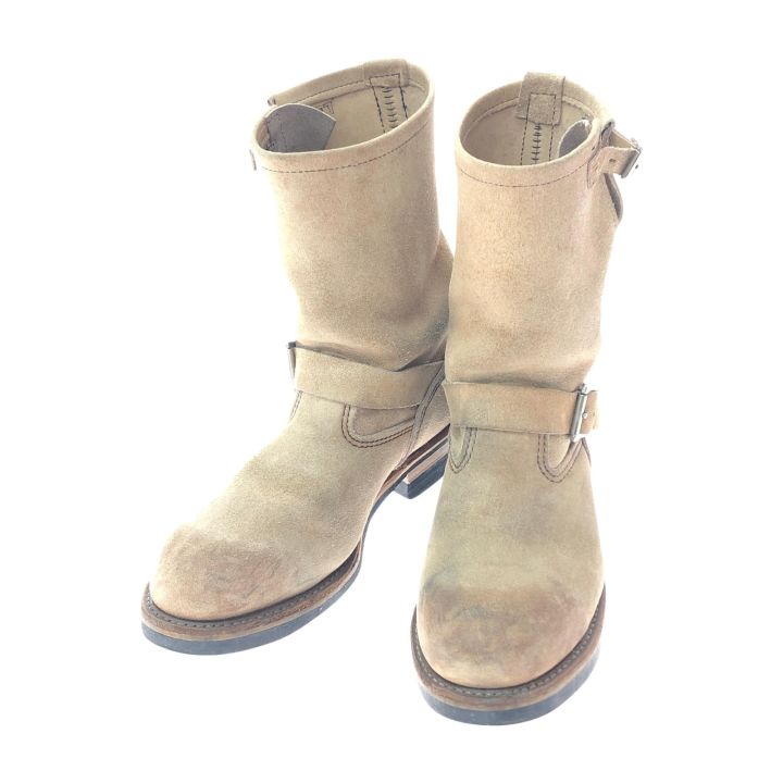 最終レッドウィング　ベージュ スエード エンジニアブーツ　US8 MADE IN USA RED WING エンジニアブーツ ベージュスエード