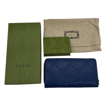  GUCCI グッチ GGエンボス ウォレット ラウンドファスナー長財布 6255558-203887 ブルー