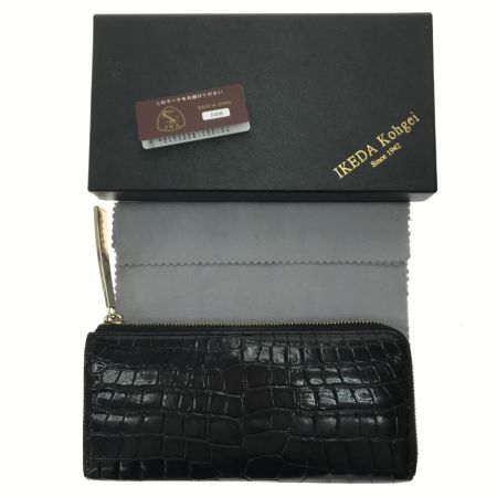  池田工芸 長財布 クロコダイル 内パイソン 373-S2590-2-1098 ブラック×ゴールド