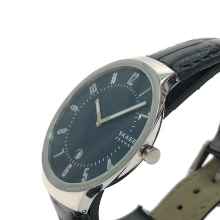 SKAGEN メンズ腕時計 クオーツ アナログ グレーネン デイト レザーベルト SKW6548