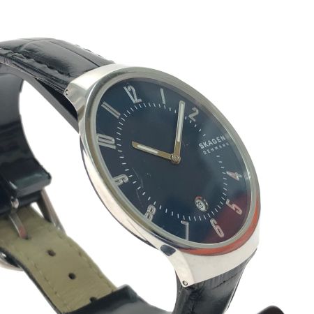 SKAGEN メンズ腕時計 クオーツ アナログ グレーネン デイト レザーベルト SKW6548