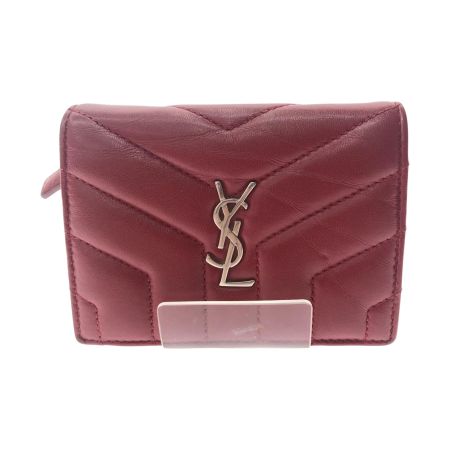  Yves Saint Laurent イブサンローラン レディース 二つ折り財布 キルティング コンパクトウォレット MRT530782･0618 レッド