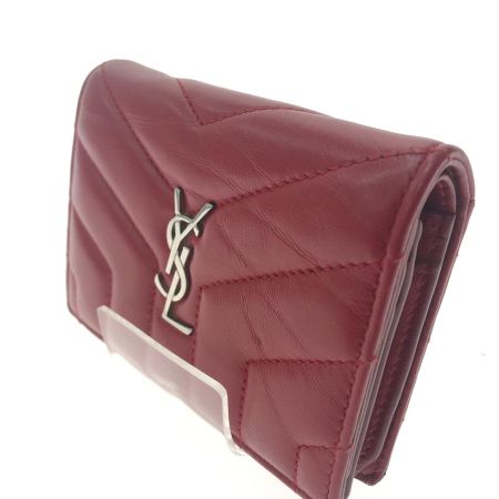  Yves Saint Laurent イブサンローラン レディース 二つ折り財布 キルティング コンパクトウォレット MRT530782･0618 レッド