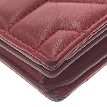  Yves Saint Laurent イブサンローラン レディース 二つ折り財布 キルティング コンパクトウォレット MRT530782･0618 レッド