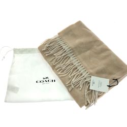 ▼▼ COACH コーチ レディース カシミアマフラー リバーシブル シグネチャー タグ付 CB692 ベージュ Aランク