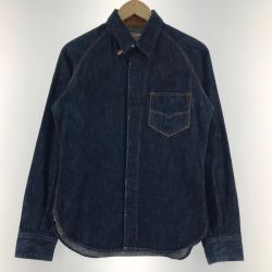 ▼▼ DELUXEWARE デニムシャツ DELUXEWARE ロゴ刺繍 長袖 SIZE M ブルー Bランク