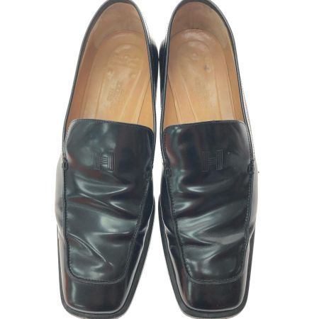  HERMES エルメス レディース ローファー Hロゴ 型押しマーク タバコ臭有 サイズ不明 24cmくらい ブラック