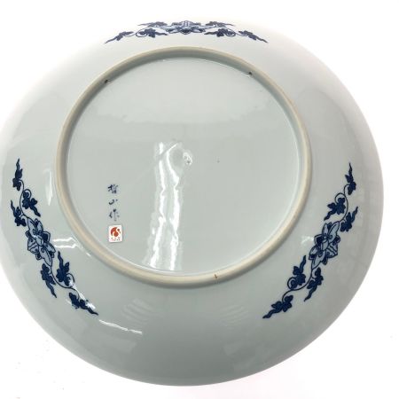   有田焼 哲山作 大皿 額皿 鴛鴦 鶴 飾皿 色絵 金彩 46cm 共箱入 