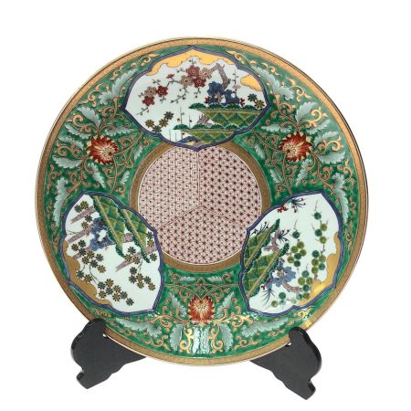   有田焼 哲山作 大皿 額皿 松竹梅 飾皿 色絵 金彩 46cm 共箱入 