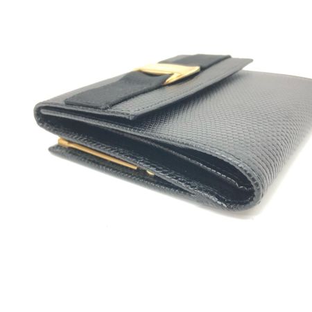  Salvatore Ferragamo サルヴァトーレフェラガモ レディース 二つ折り財布 がま口財布 ヴァラ 型押し 22-3058 ブラック