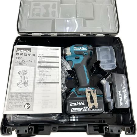 MAKITA マキタ インパクトドライバ コードレス式 18v 充電器・充電池2個・ケース付 TD173D ブルー