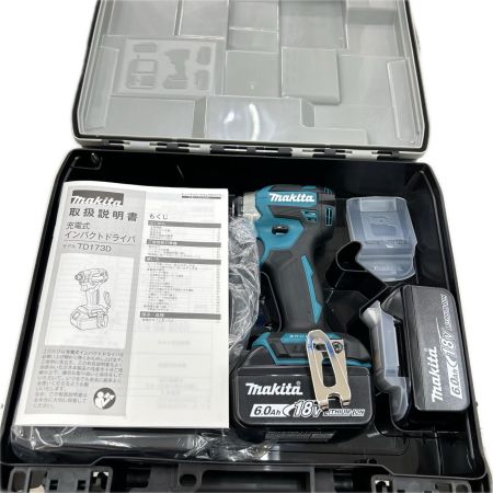 MAKITA マキタ インパクトドライバ コードレス式 18v 充電器・充電池2個・ケース付 TD173D ブルー