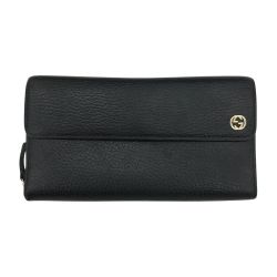 ▼▼ GUCCI グッチ 財布 レザー 大容量 ラウンドファスナー長財布 449397 ブラック Cランク