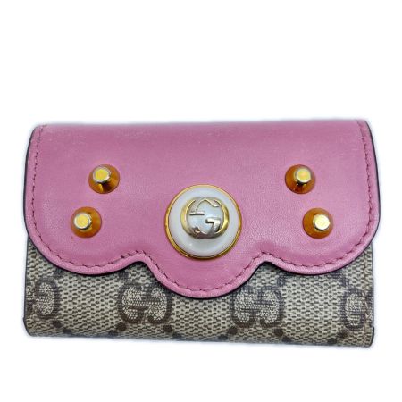 GUCCI グッチ キーケース GGスプリーム ６連キーケース 431479 ベージュ×ピンク