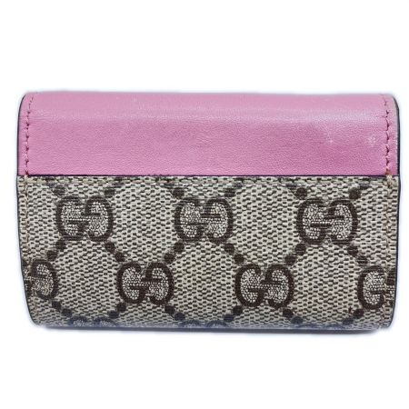  GUCCI グッチ キーケース GGスプリーム ６連キーケース 431479 ベージュ×ピンク