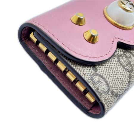  GUCCI グッチ キーケース GGスプリーム ６連キーケース 431479 ベージュ×ピンク