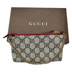 ▼▼ GUCCI グッチ ポーチ GGスプリーム 431716 ベージュ Bランク