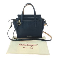  Salvatore Ferragamo サルヴァトーレフェラガモ レディース 2WAY ハンドバッグ エイミー  FE21 F478 ネイビー Bランク