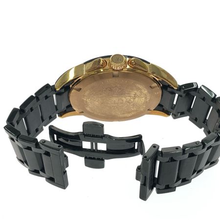  VERSACE ベルサーチ メンズ腕時計 クオーツ キャラクター クロノグラフ ベゼル割れ有 VEM8 ブラック×ゴールド