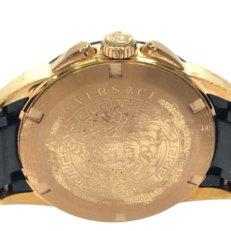  VERSACE ベルサーチ メンズ腕時計 クオーツ キャラクター クロノグラフ ベゼル割れ有 VEM8 ブラック×ゴールド