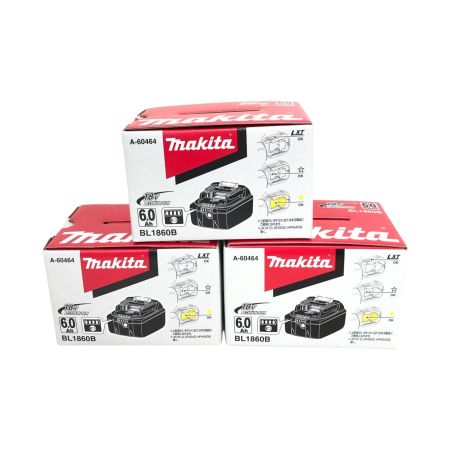  MAKITA マキタ リチウムイオンバッテリー 18V 6.0Ah 純正バッテリー 3個セット PSEマーク有 BL1860B ブラック