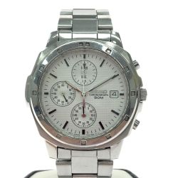 ▼▼ SEIKO セイコー メンズ腕時計 クオーツ クロノグラフ 逆輸入 ホワイト文字盤 SND187P1 Bランク